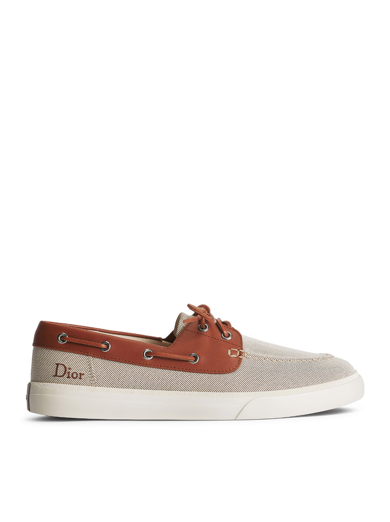 SCARPE DA BARCA CHESTER DIORIVIERA IN TELA DI COTONE E PELLE DI VITELLO
