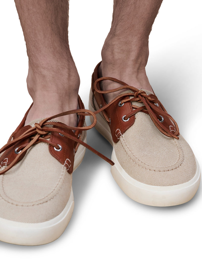 SCARPE DA BARCA CHESTER DIORIVIERA IN TELA DI COTONE E PELLE DI VITELLO