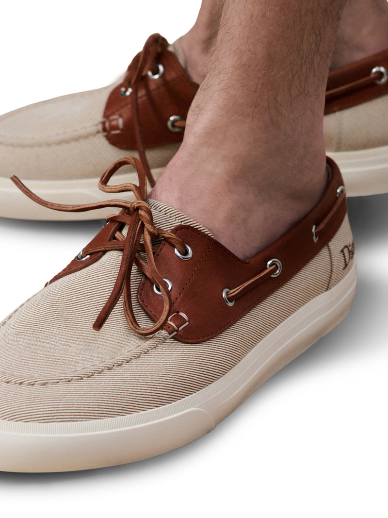 SCARPE DA BARCA CHESTER DIORIVIERA IN TELA DI COTONE E PELLE DI VITELLO