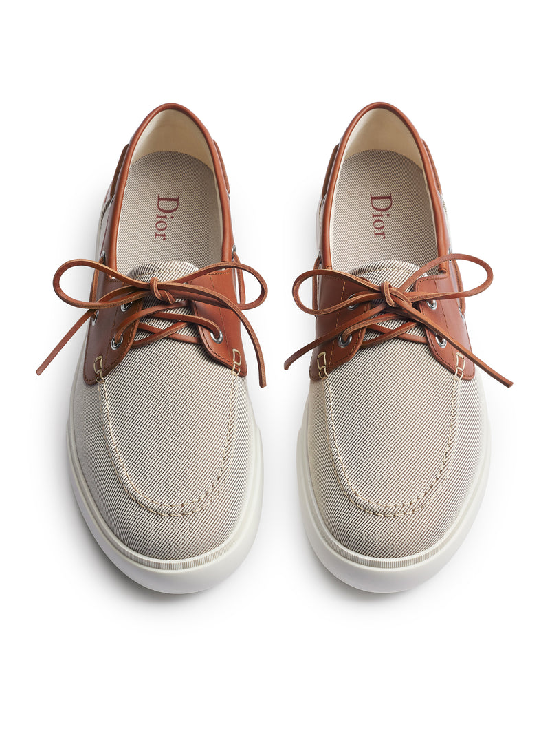 SCARPE DA BARCA CHESTER DIORIVIERA IN TELA DI COTONE E PELLE DI VITELLO