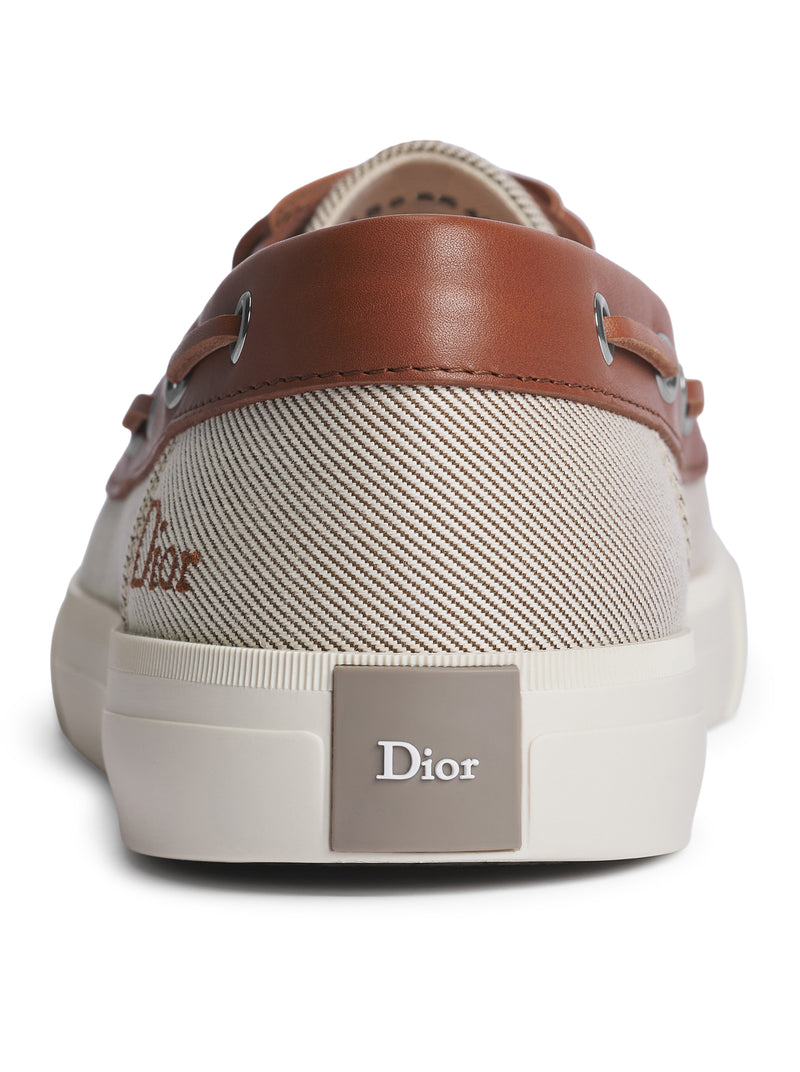SCARPE DA BARCA CHESTER DIORIVIERA IN TELA DI COTONE E PELLE DI VITELLO