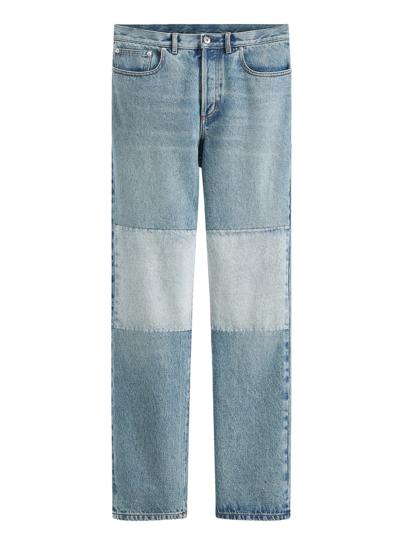 JEANS LUNGHI CON VESTIBILITÀ REGOLARE IN TWILL DI COTONE BLU