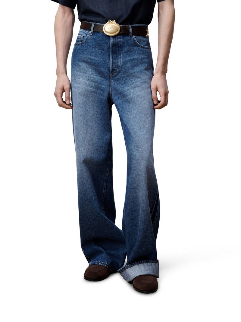 JEANS BAGGY IN TWILL DI COTONE BLU