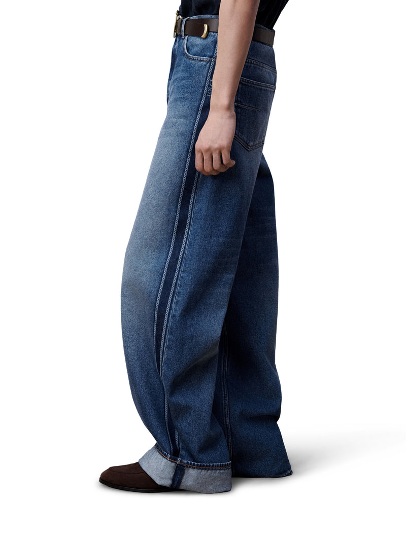 JEANS BAGGY IN TWILL DI COTONE BLU