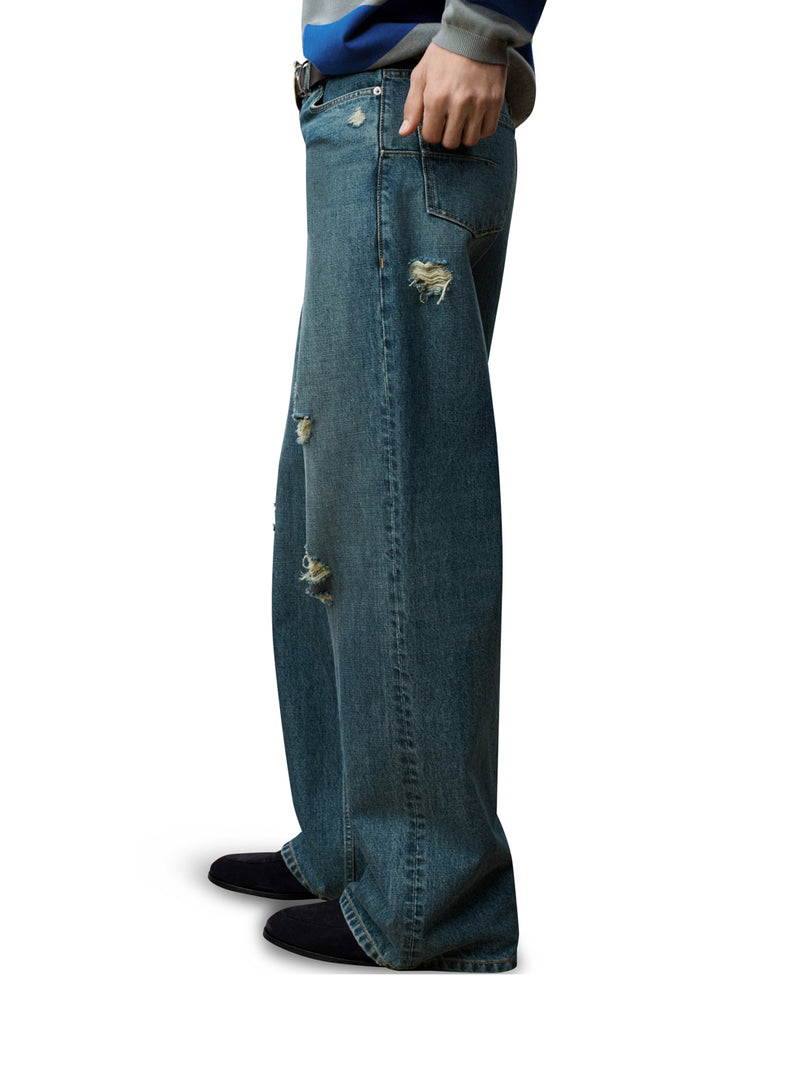 JEANS LARGHI IN TWILL DI COTONE