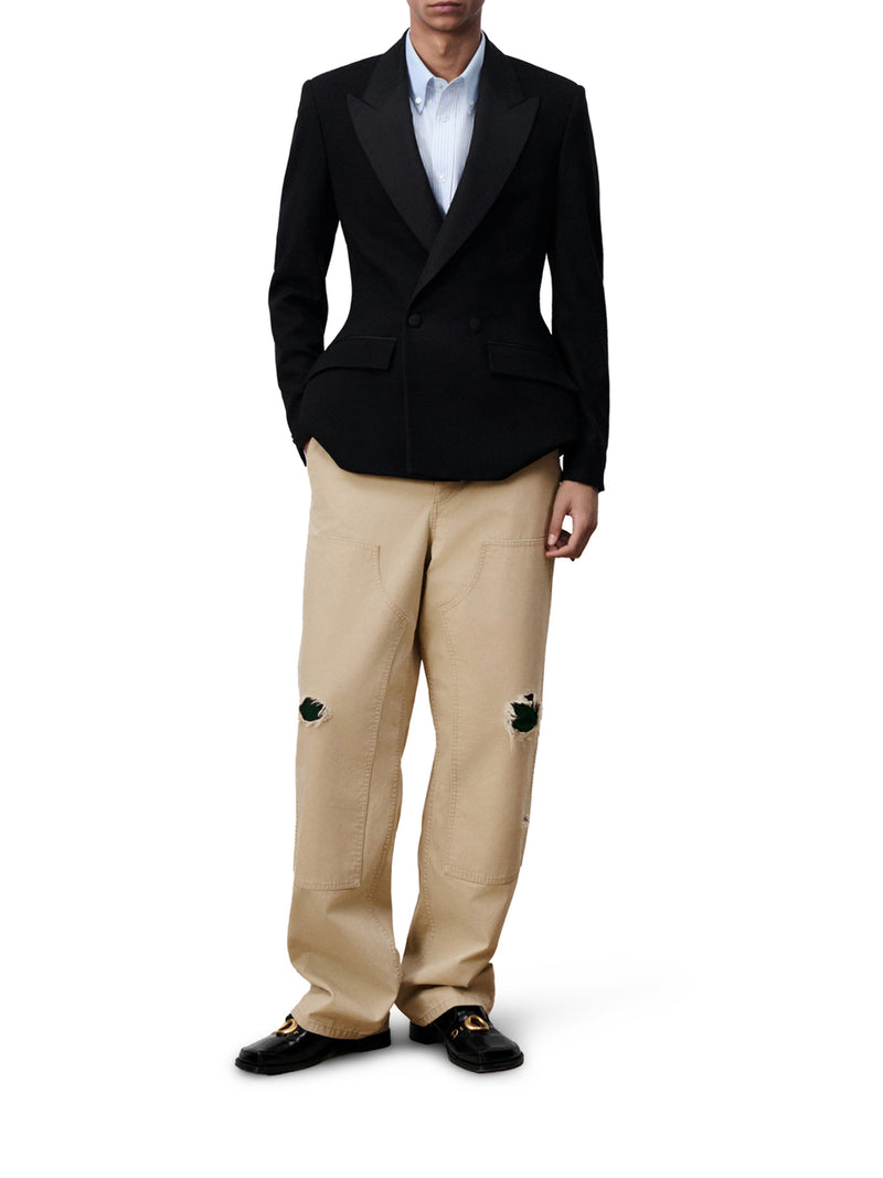 JEANS STILE CARPENTIERE IN TWILL DI COTONE BEIGE