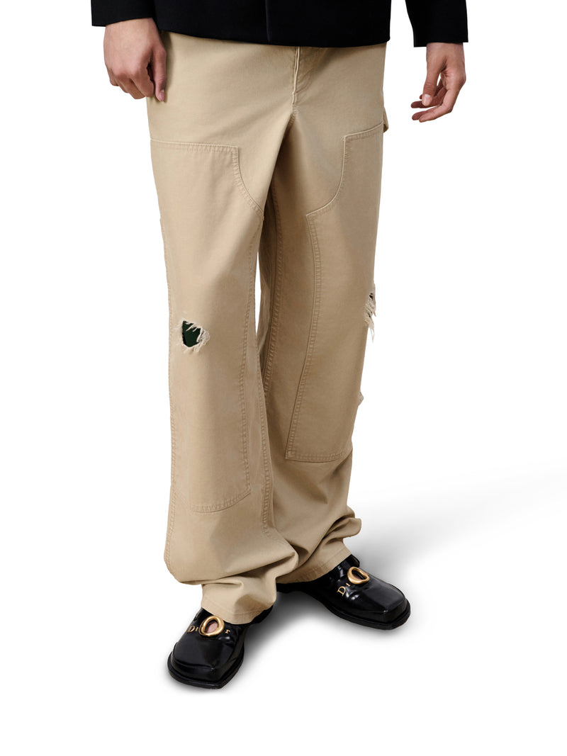 JEANS STILE CARPENTIERE IN TWILL DI COTONE BEIGE