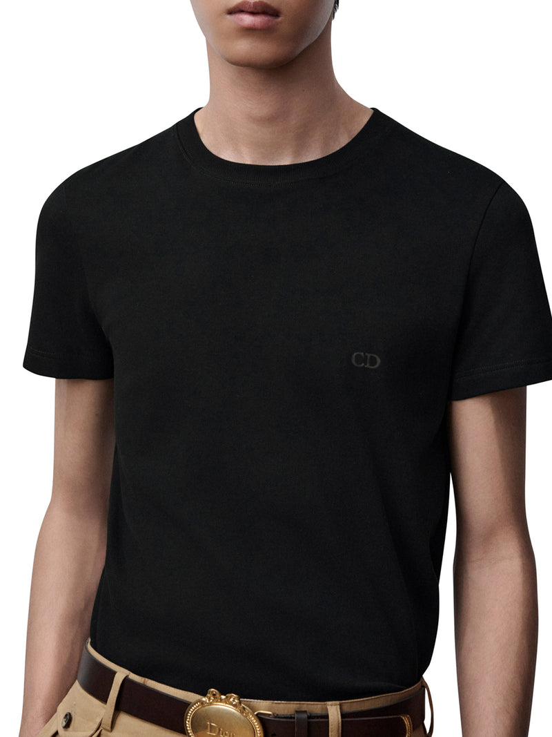 T-SHIRT CON RICAMO CD IN JERSEY DI COTONE