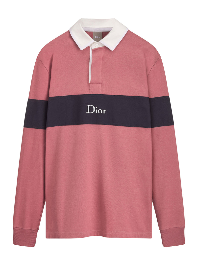 POLO A MANICHE LUNGHE IN JERSEY DI COTONE ROSA PORPORA