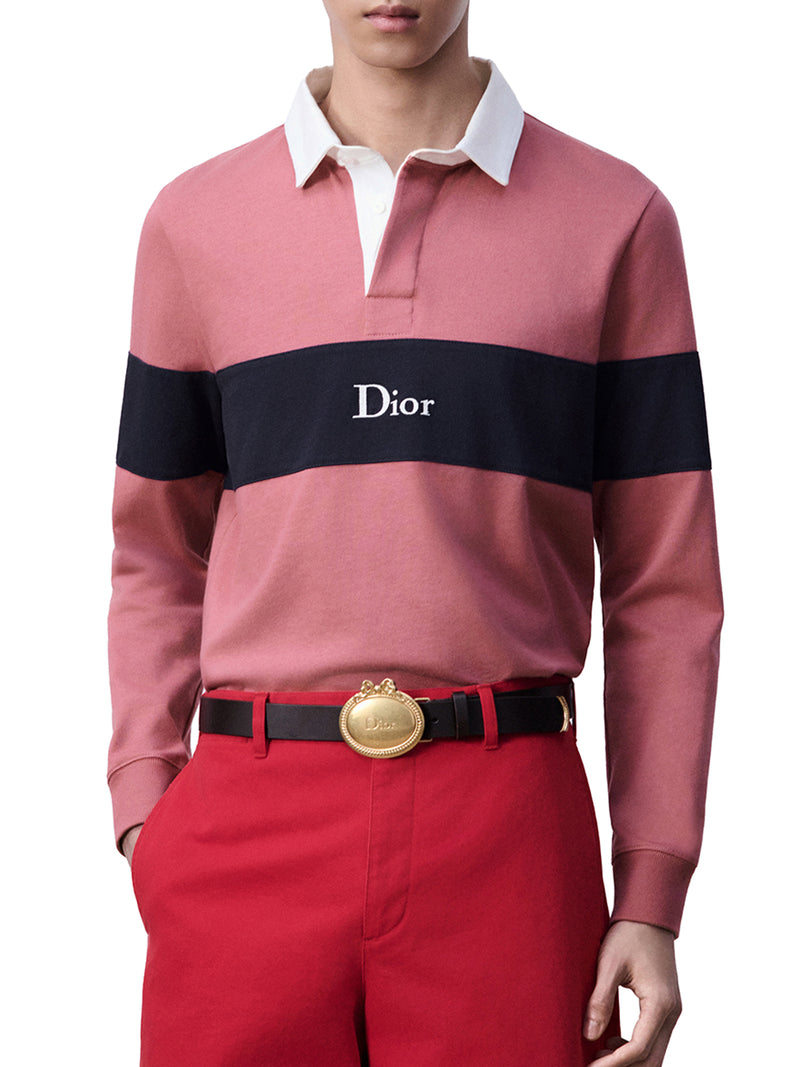 POLO A MANICHE LUNGHE IN JERSEY DI COTONE ROSA PORPORA