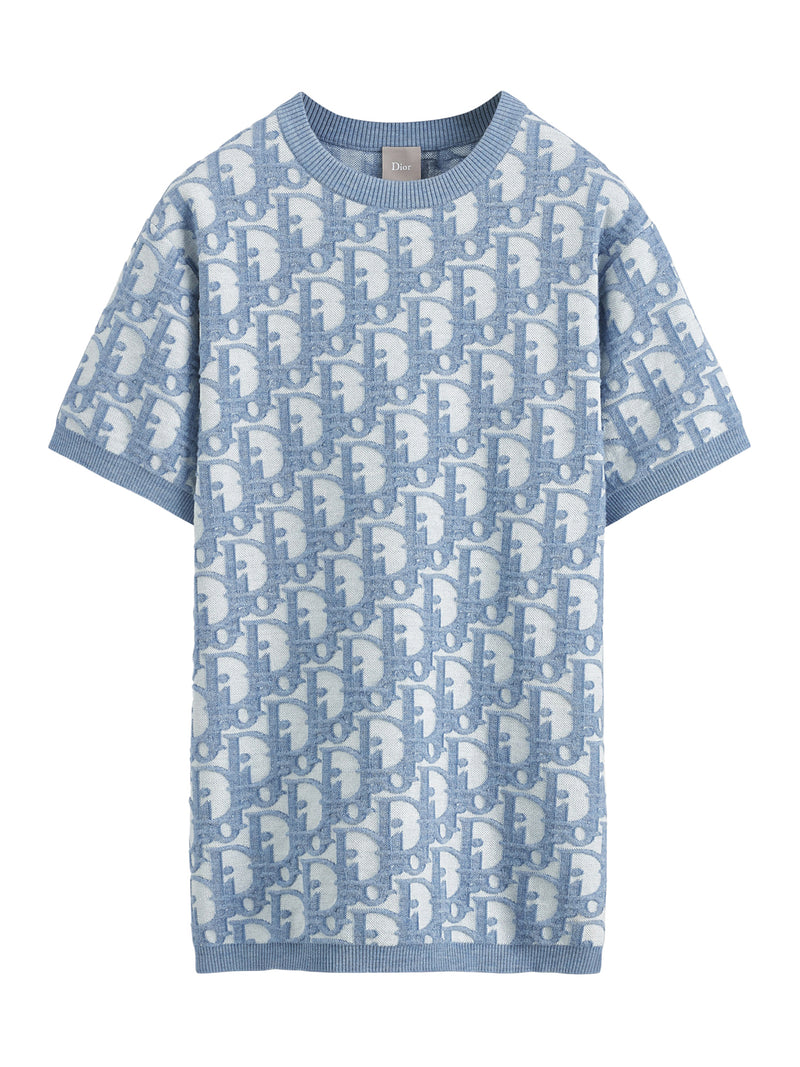 T-SHIRT IN JACQUARD DI COTONE, LANA E SETA