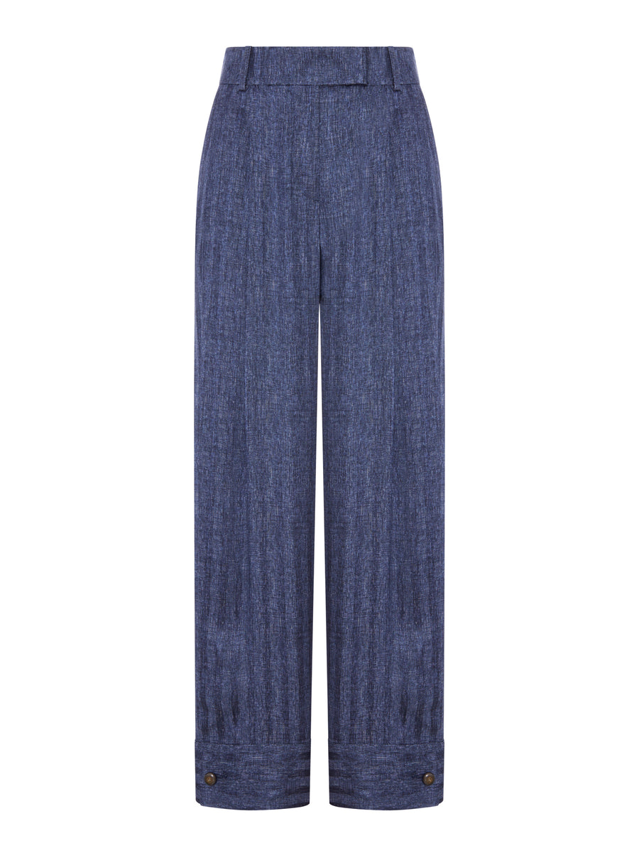 PANTALONI CON PINCES IN SETA STAMPATA