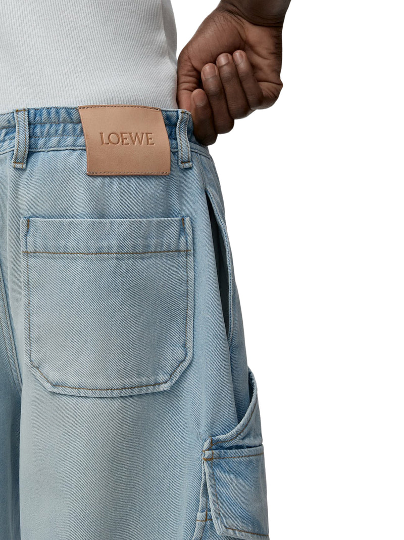 SHORTS IN DENIM DI COTONE LAVATO DI PESO MEDIO