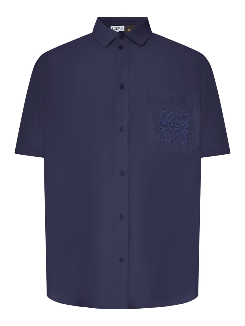 CAMICIA A MANICHE CORTE IN POPELINE TESTURIZZATO