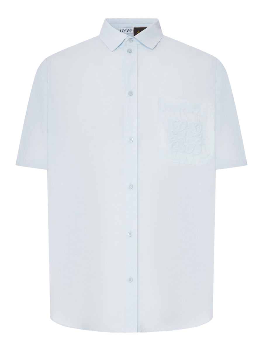 CAMICIA A MANICHE CORTE IN POPELINE TESTURIZZATO