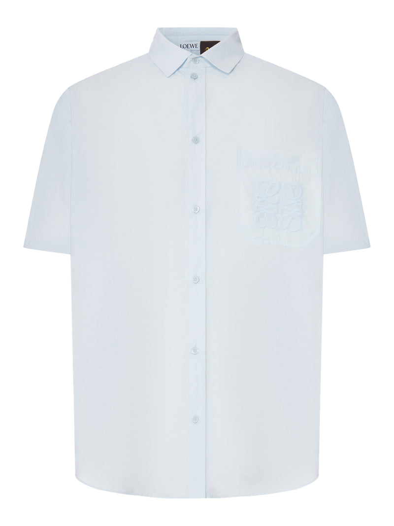 CAMICIA A MANICHE CORTE IN POPELINE TESTURIZZATO