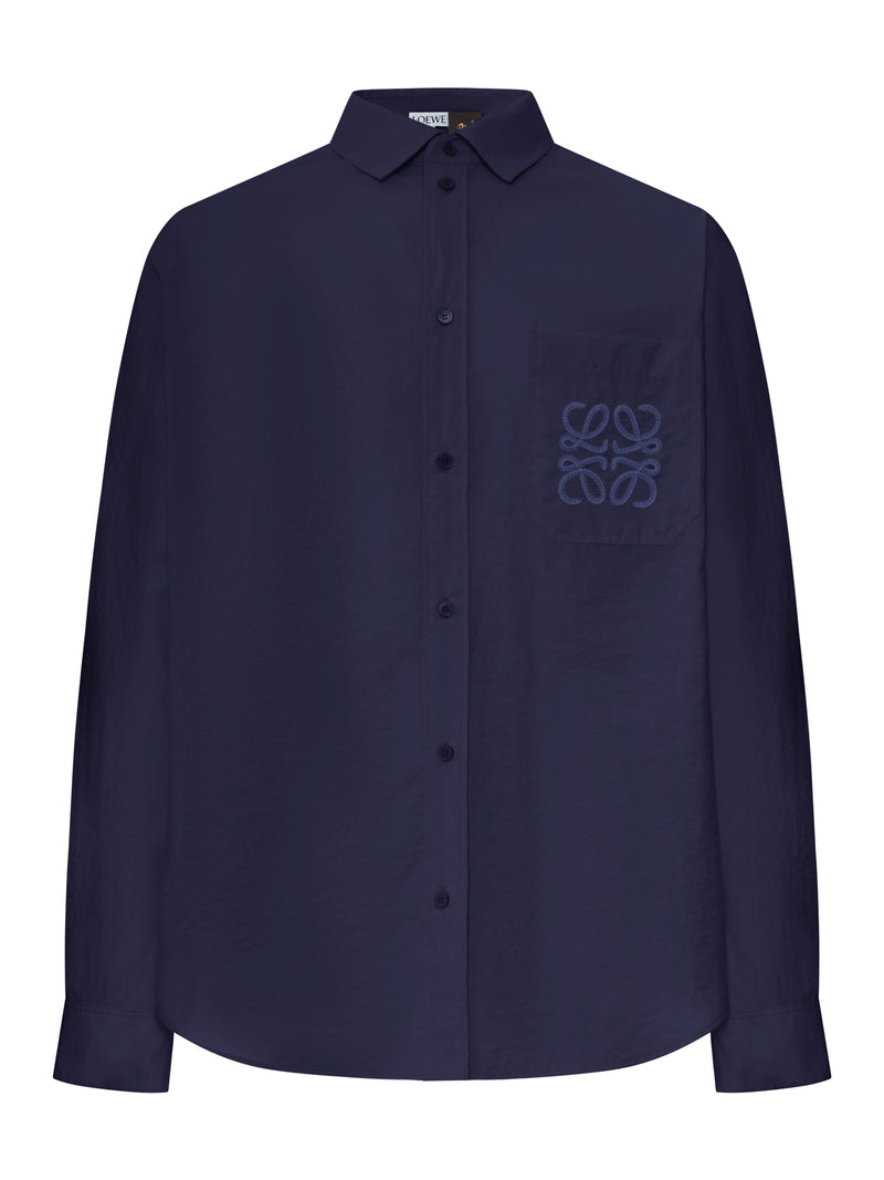 CAMICIA A MANICHE LUNGHE IN POPELINE TESTURIZZATO
