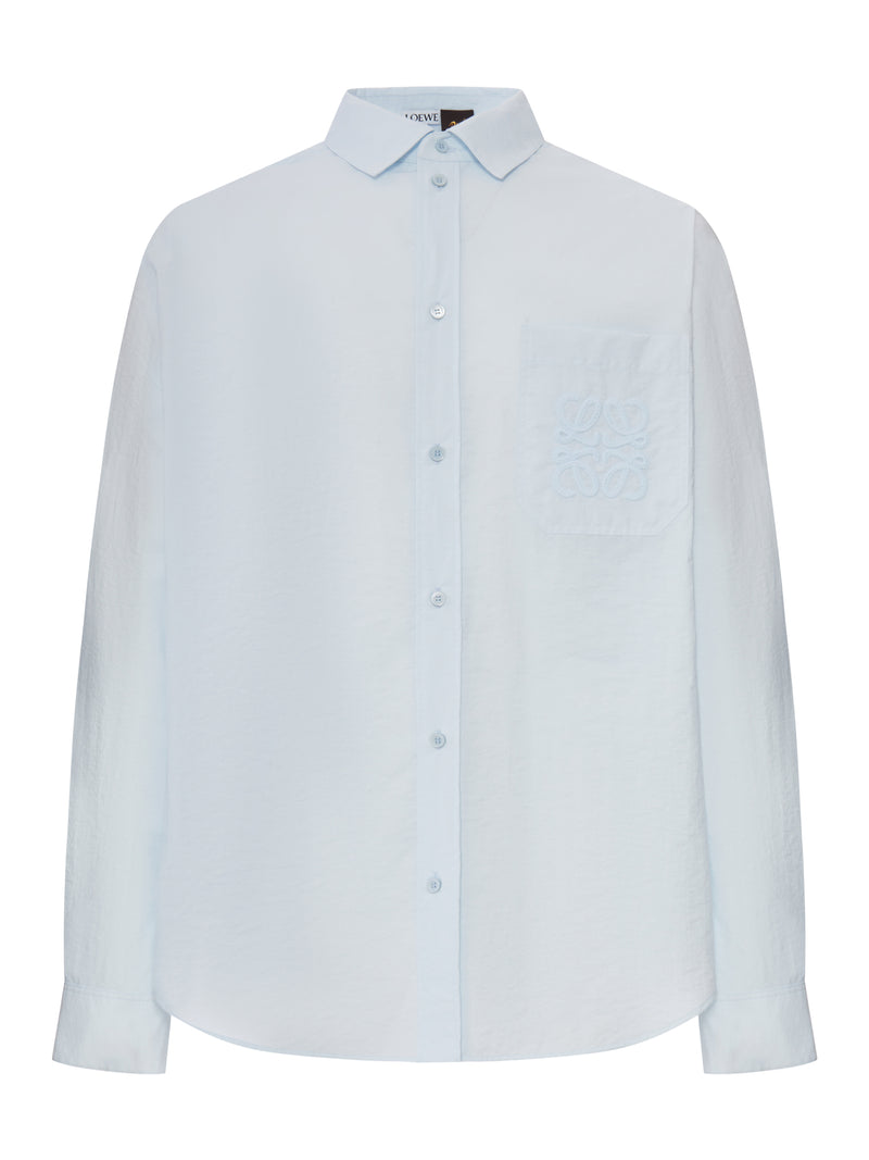 CAMICIA A MANICHE LUNGHE IN POPELINE TESTURIZZATO