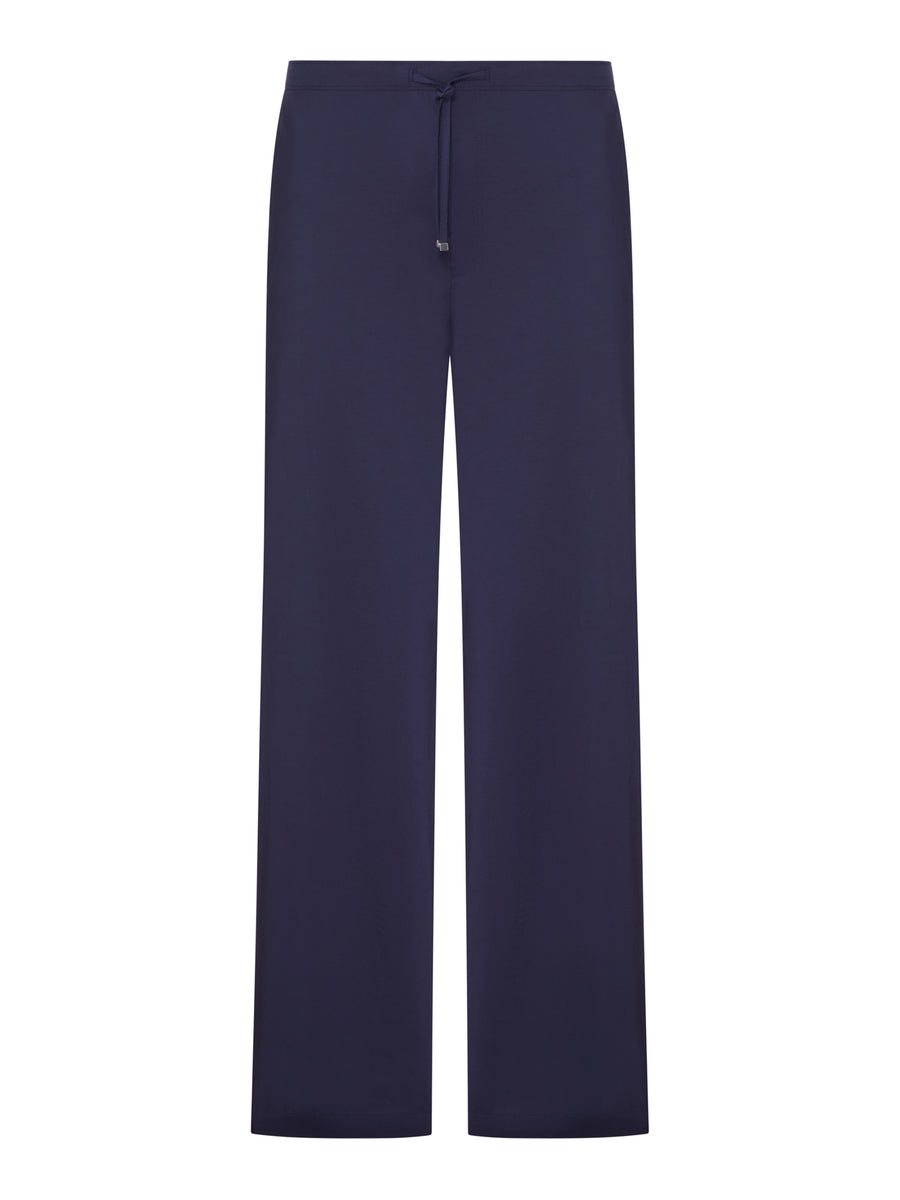 PANTALONI IN LEGGERO POPELINE MISTO COTONE TESTURIZZATO