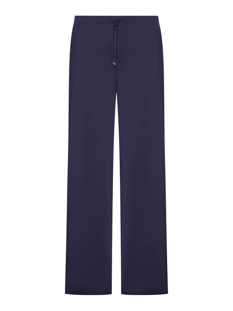 PANTALONI IN LEGGERO POPELINE MISTO COTONE TESTURIZZATO