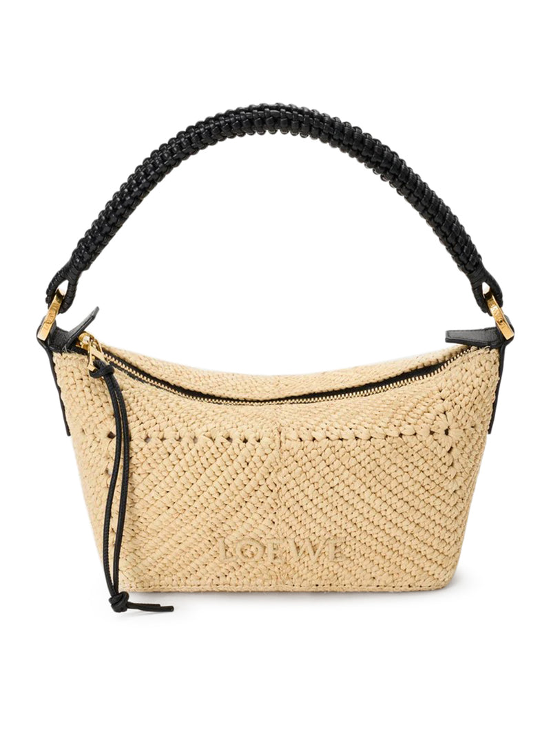BORSA CALA MINI IN PELLE DI VITELLO E RAFIA