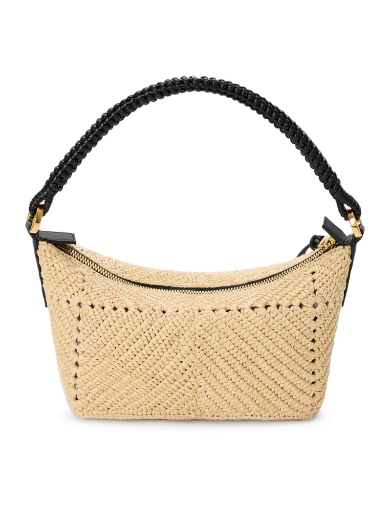 BORSA CALA MINI IN PELLE DI VITELLO E RAFIA