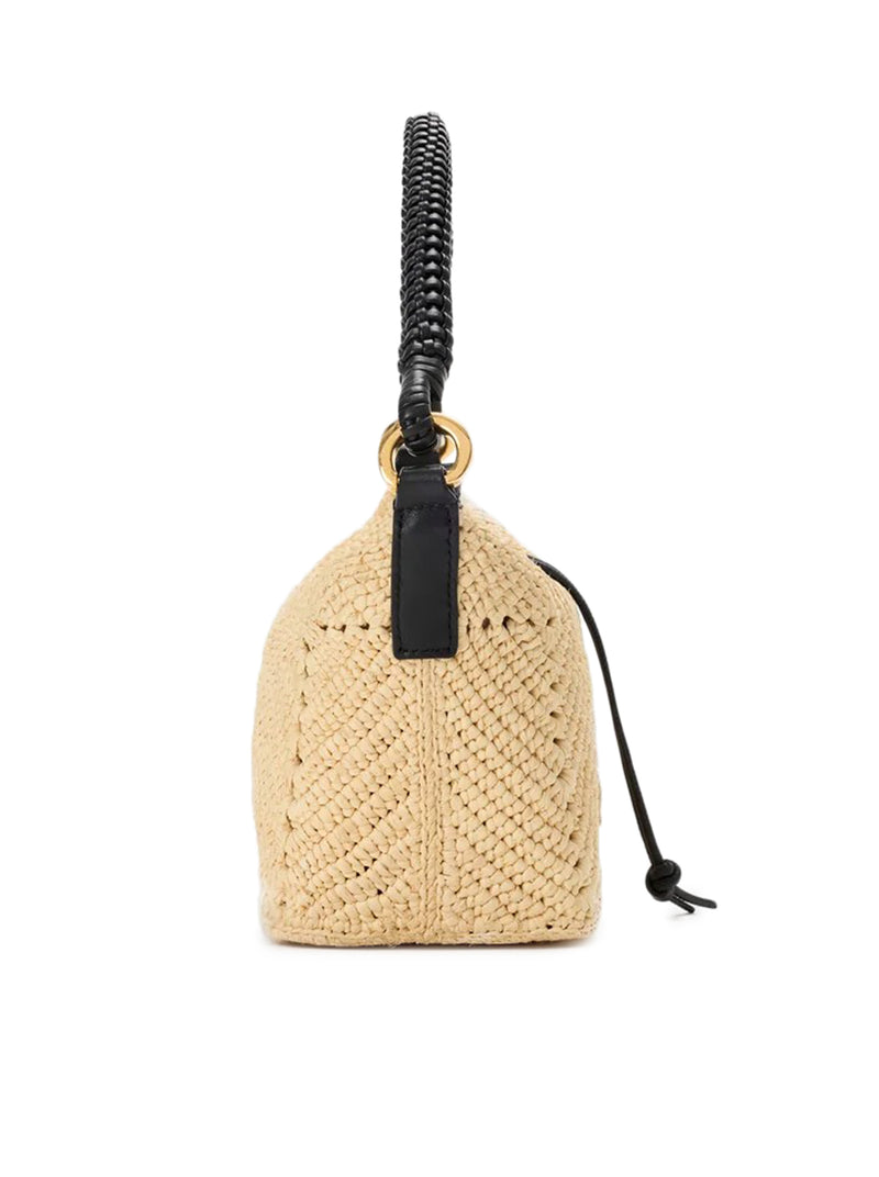 BORSA CALA MINI IN PELLE DI VITELLO E RAFIA