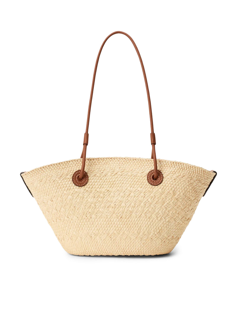 BORSA ANAGRAM BASKET PICCOLA IN PALMA IRACA E PELLE DI VITELLO