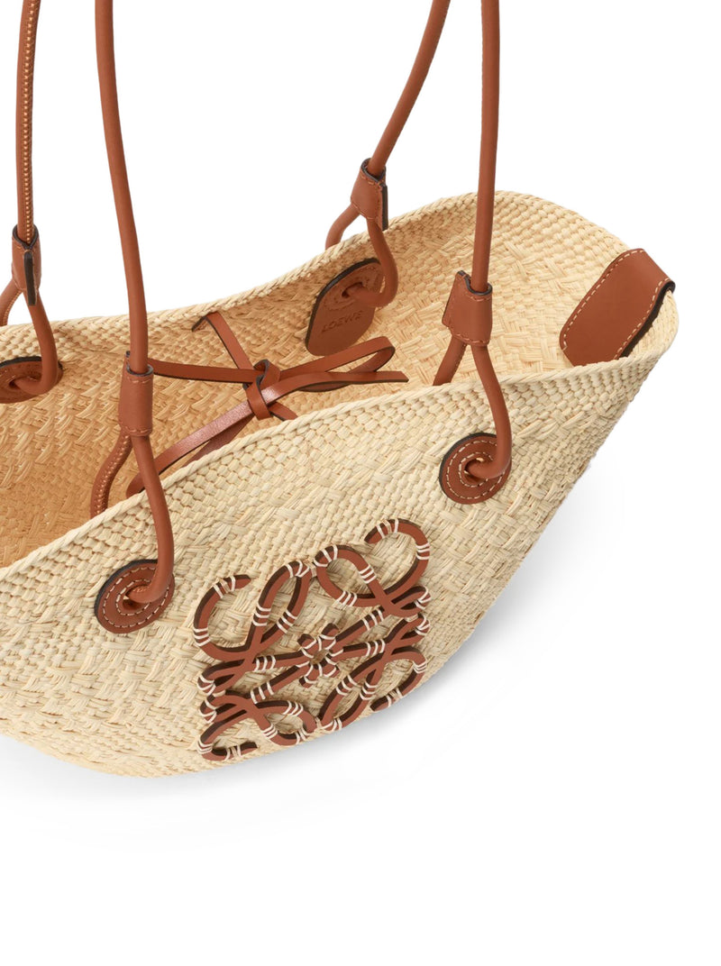 BORSA ANAGRAM BASKET PICCOLA IN PALMA IRACA E PELLE DI VITELLO