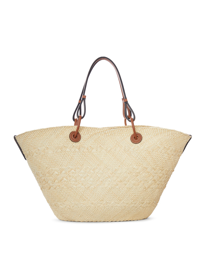 BORSA ANAGRAM BASKET MEDIA IN PALMA IRACA E PELLE DI VITELLO