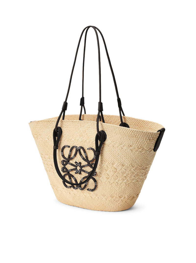 BORSA ANAGRAM BASKET MEDIA IN PALMA IRACA E PELLE DI VITELLO