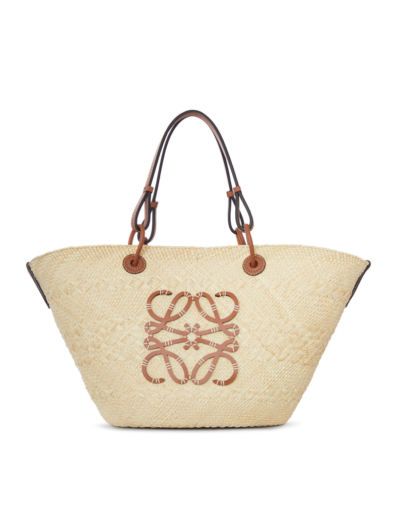 BORSA ANAGRAM BASKET MEDIA IN PALMA IRACA E PELLE DI VITELLO
