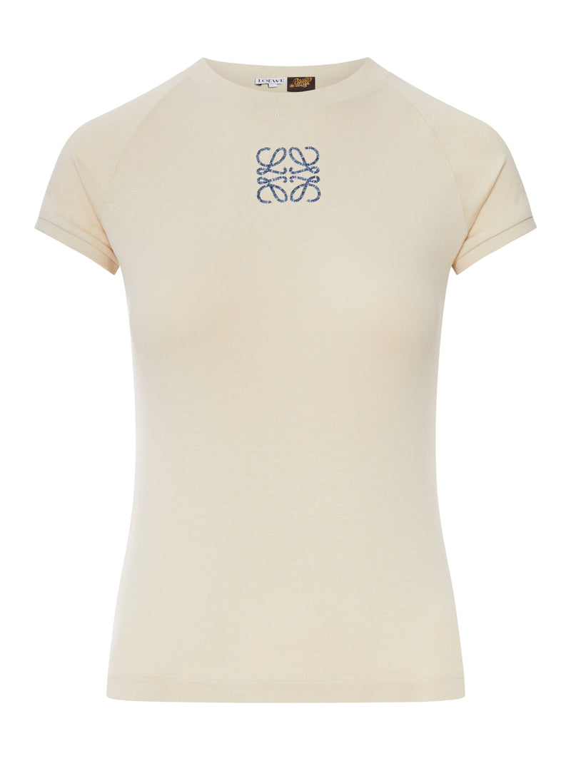 T-SHIRT IN JERSEY DI COTONE LEGGERO CON RICAMO ANAGRAM EFFETTO MOSAICO