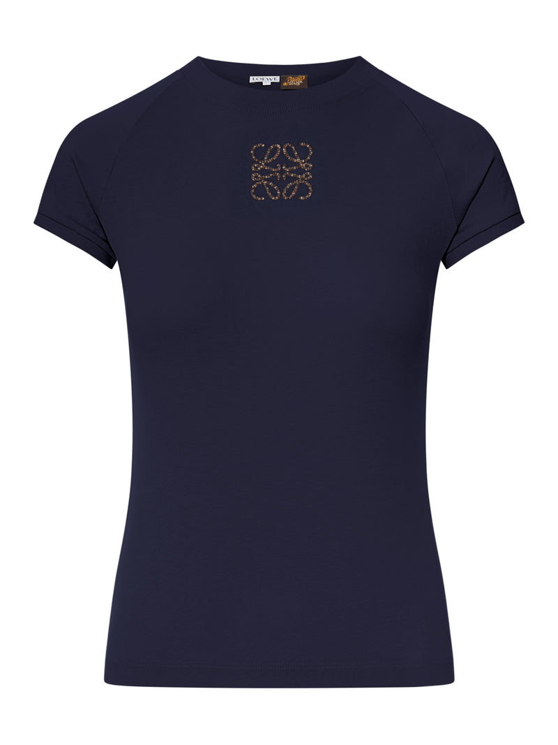 T-SHIRT IN JERSEY DI COTONE LEGGERO CON RICAMO ANAGRAM EFFETTO MOSAICO