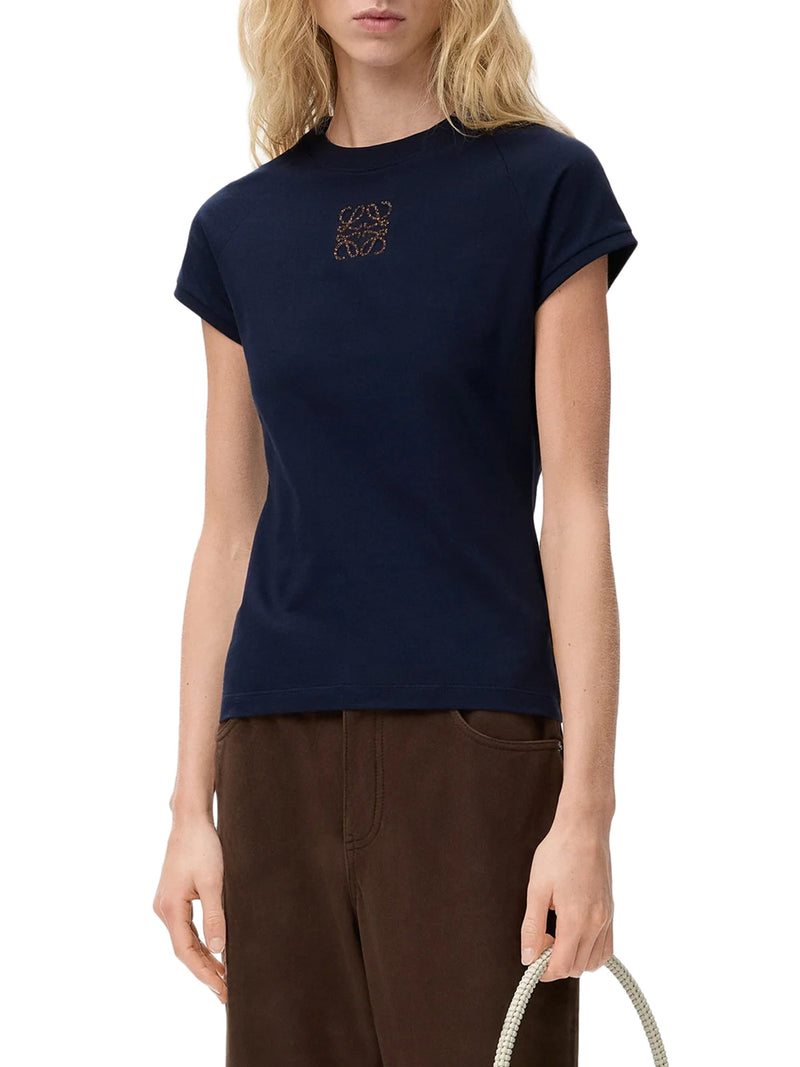T-SHIRT IN JERSEY DI COTONE LEGGERO CON RICAMO ANAGRAM EFFETTO MOSAICO