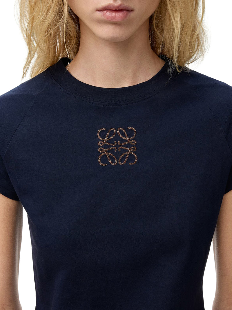 T-SHIRT IN JERSEY DI COTONE LEGGERO CON RICAMO ANAGRAM EFFETTO MOSAICO