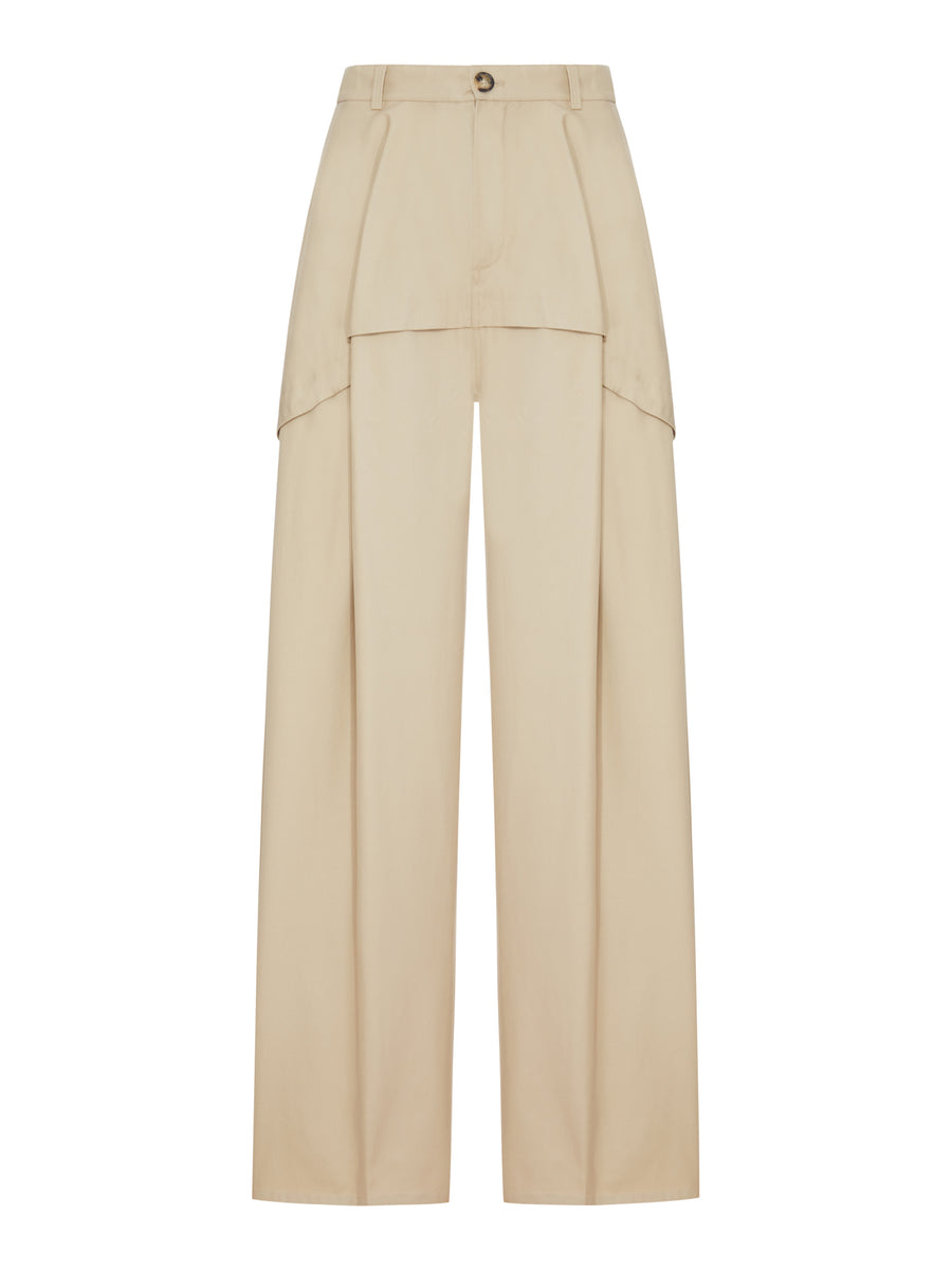 PANTALONI IN COTONE LEGGERO CON COSTRUZIONE ASIMMETRICA A PANNELLI