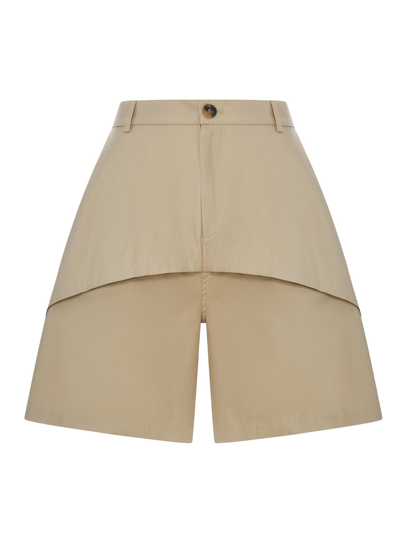 SHORT IN COTONE LEGGERO CON COSTRUZIONE ASIMMETRICA A PANNELLI
