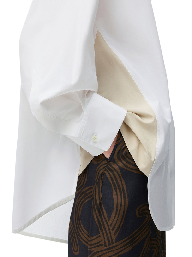 CAMICIA ASIMMETRICA IN POPELINE DI COTONE