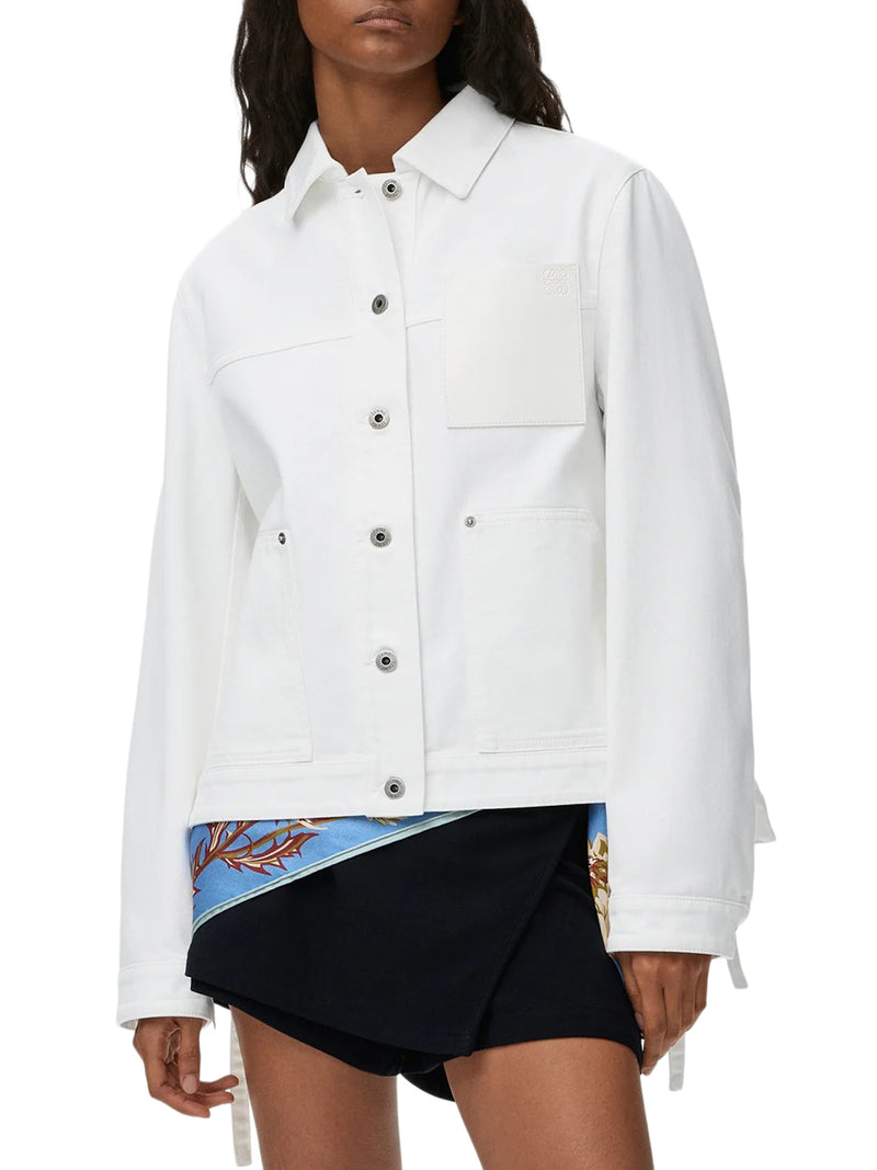GIACCA IN DENIM CON TASCA IN PELLE APPLICATA
