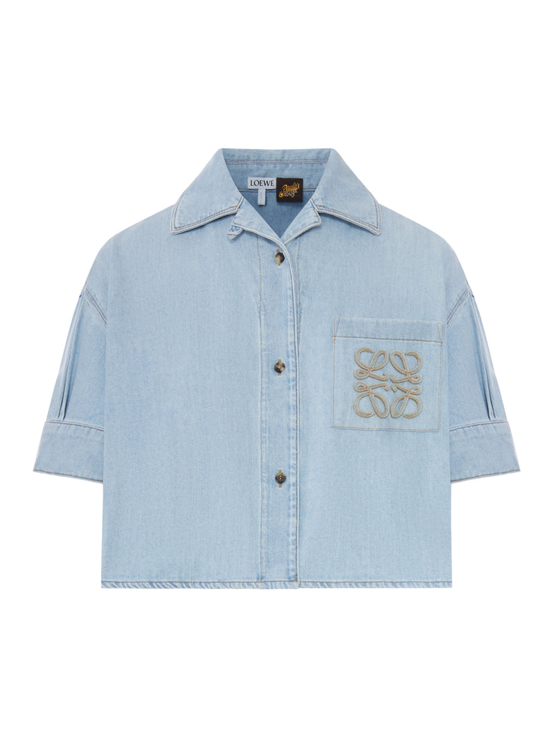 CAMICIA BOXY A MANICHE CORTE IN DENIM
