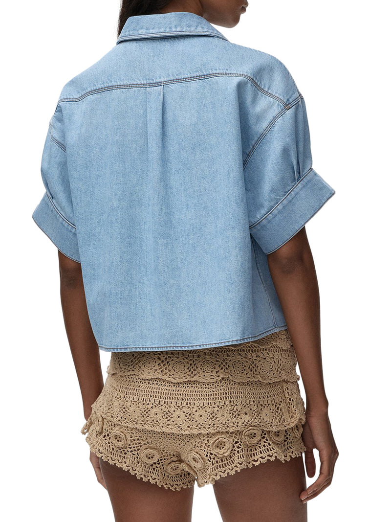 CAMICIA BOXY A MANICHE CORTE IN DENIM