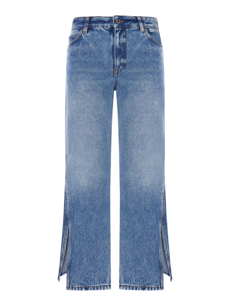 PANTALONI IN DENIM CON GAMBA SVASATA E SPACCHI LATERALI