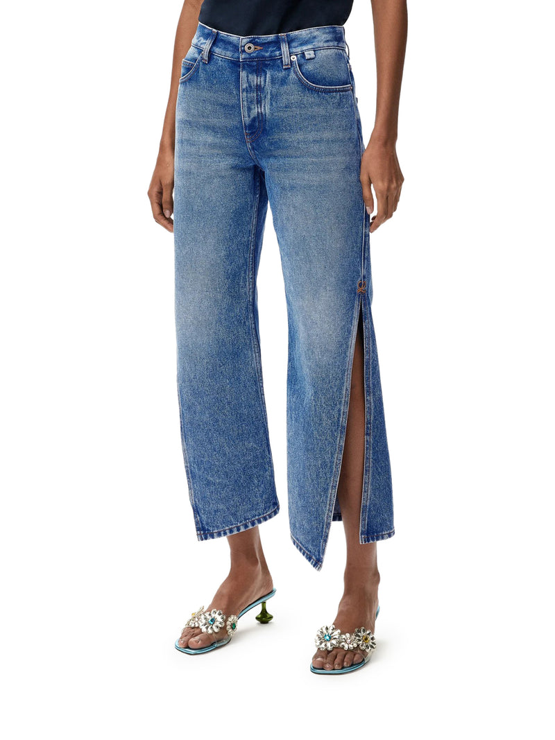 PANTALONI IN DENIM CON GAMBA SVASATA E SPACCHI LATERALI