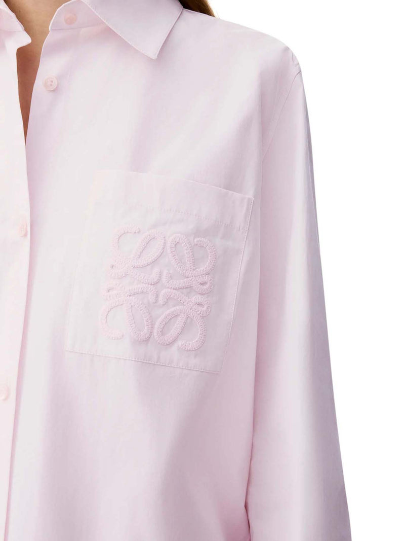 CAMICIA IN POPELINE DI COTONE CON RICAMO ANAGRAM