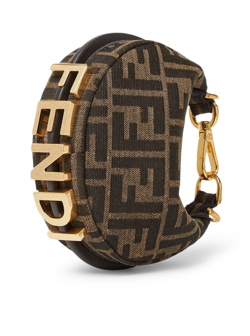 NANO FENDIGRAPHY CHARM IN TESSUTO MARRONE