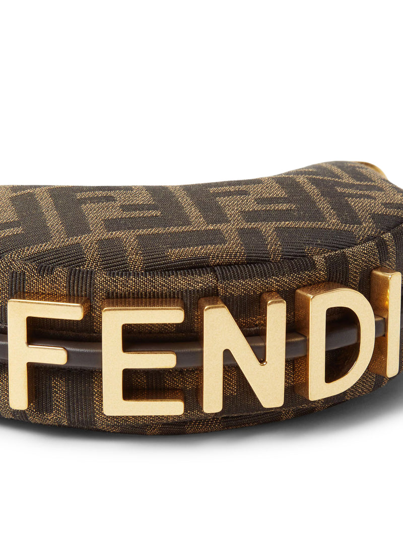 NANO FENDIGRAPHY CHARM IN TESSUTO MARRONE