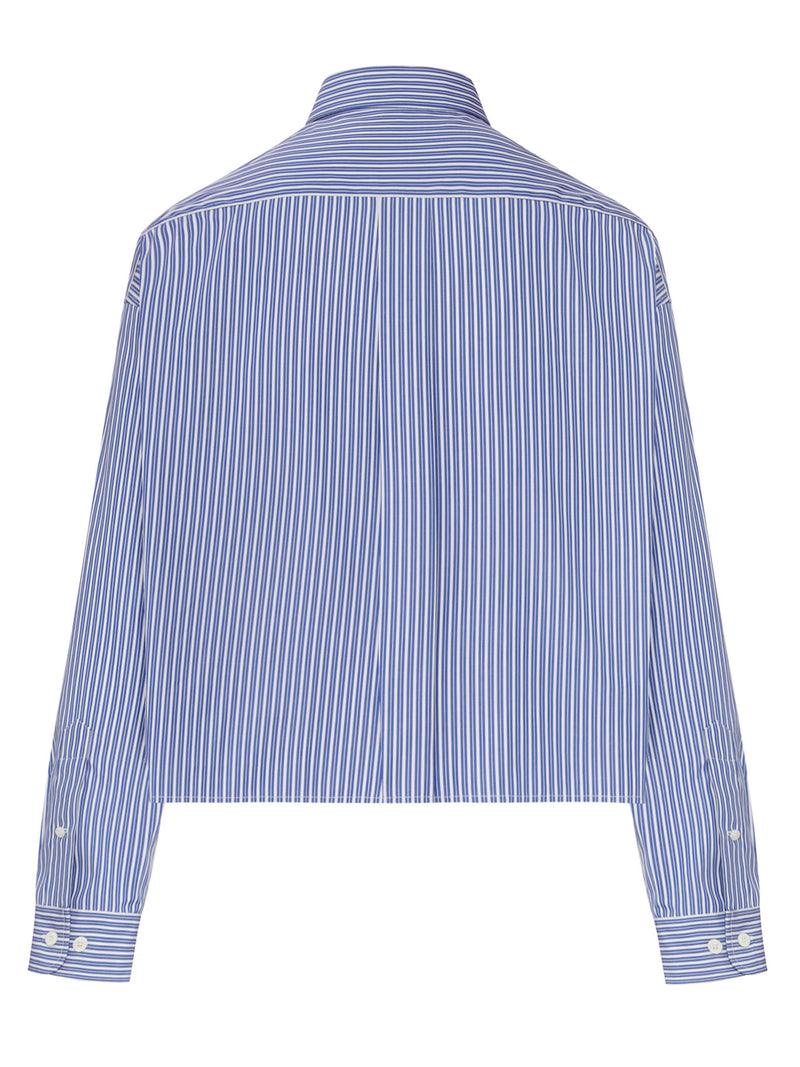 CAMICIA CROPPED A RIGHE IN COTONE