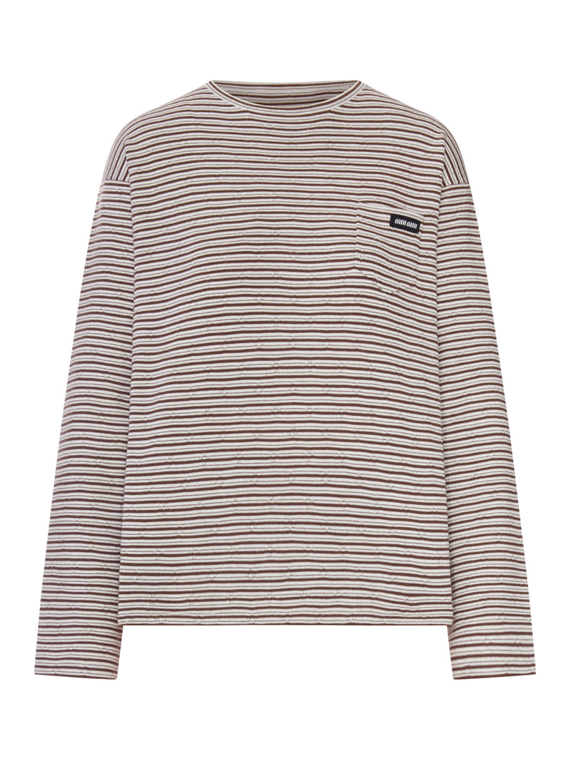 T-SHIRT A RIGHE IN MISTO COTONE E CASHMERE