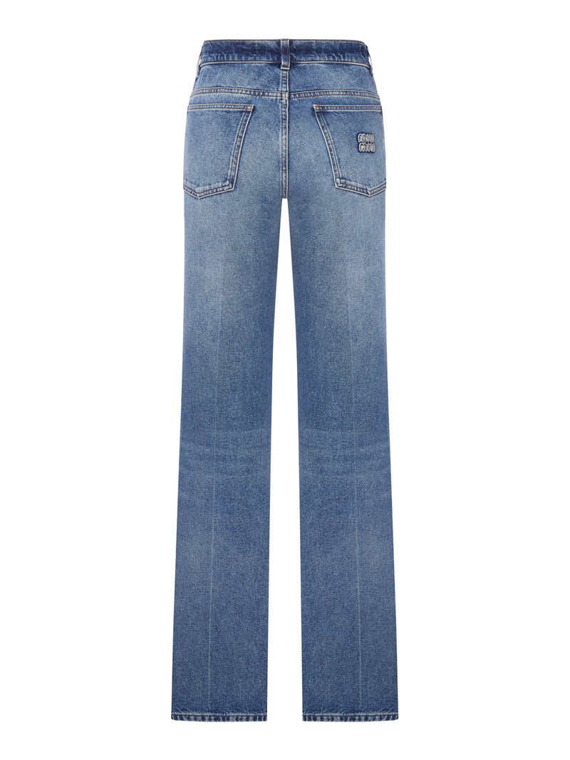 JEANS DRITTI IN DENIM LAVAGGIO MEDIO